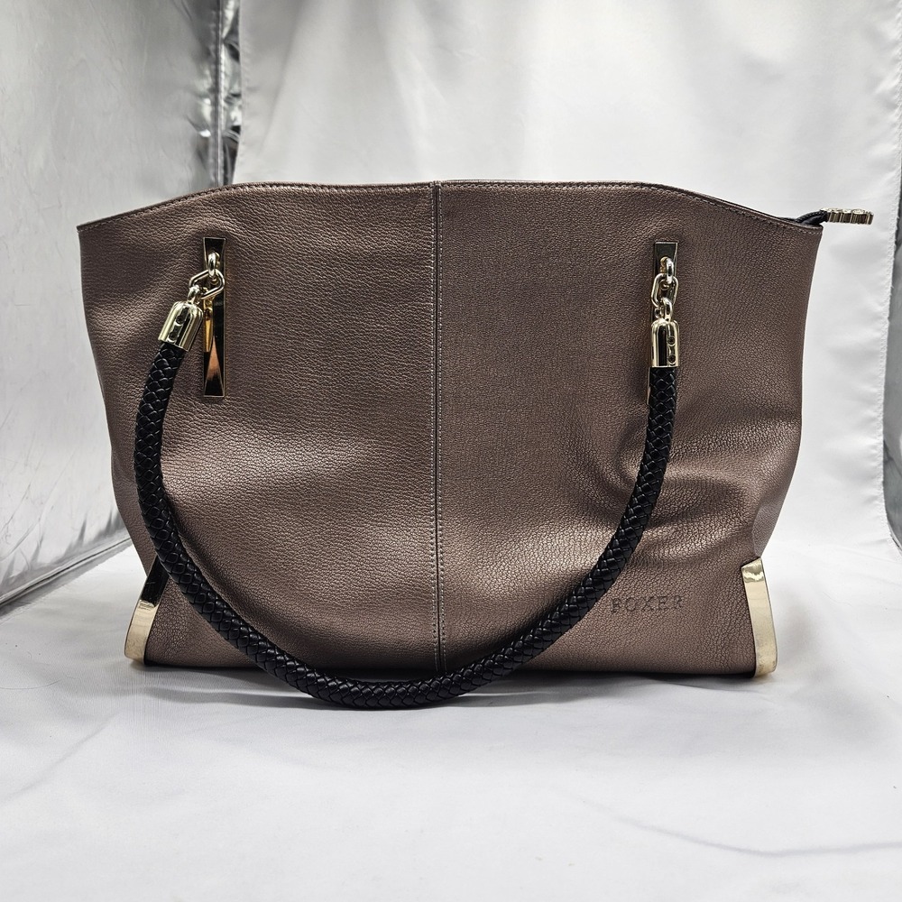 Foxer Shoulder Bag Large Leather Tote Purse Handbag Dusty Rose with Gold